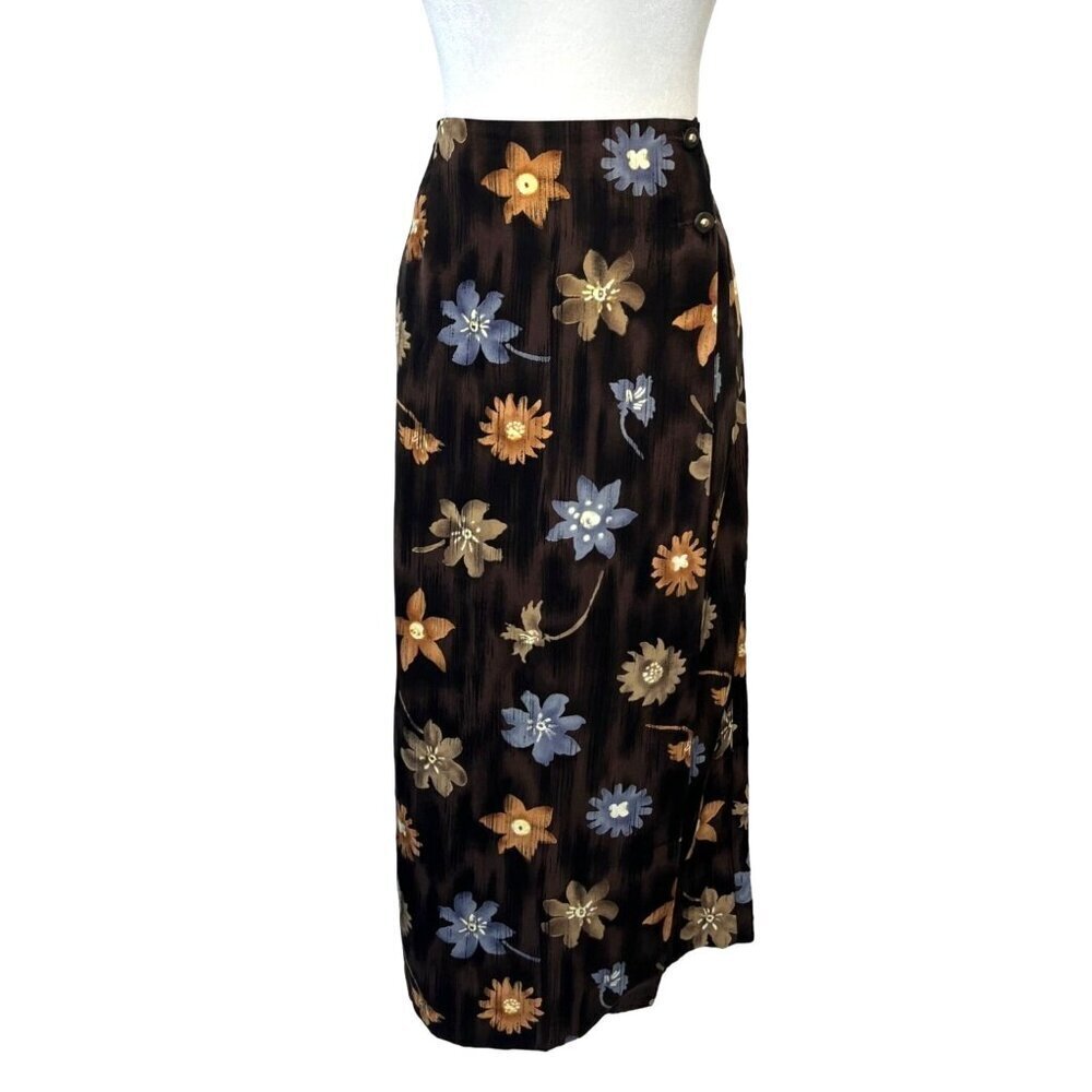 String Bean Vintage 80s 90s Wrap Midi Skirt funky Boho Floral Ladies Size M/L